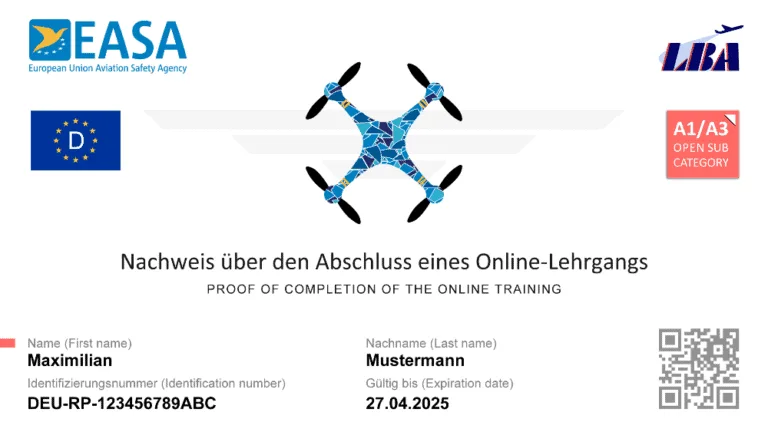 Drohnenführerschein für gewerbliche Nutzung - EU-Kompetenznachweis A1/A3 und A2