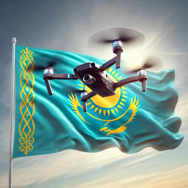 Drohnen-Gesetze in Kasachstan - Flagge mit Drohne