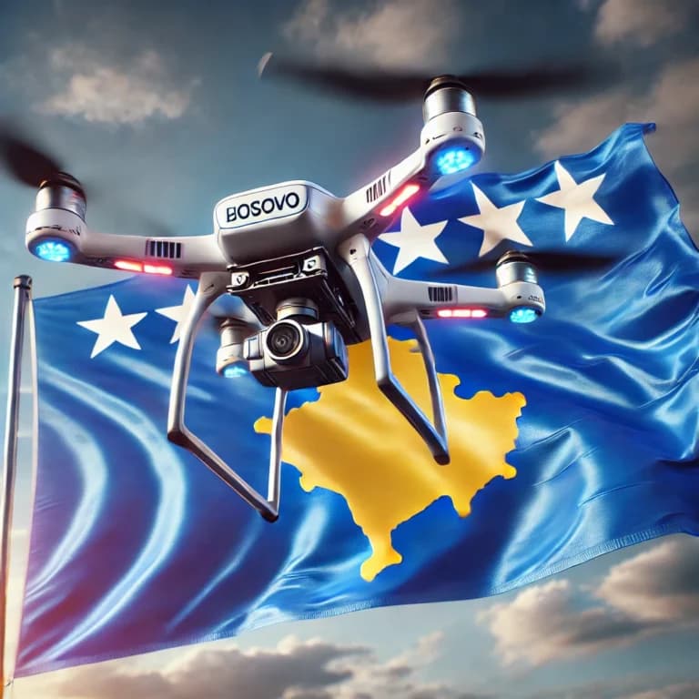 Drohnen-Gesetze Kosovo - Flagge und Drohne