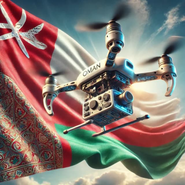 Drohnen-Gesetze in Oman - Flagge und Drohne