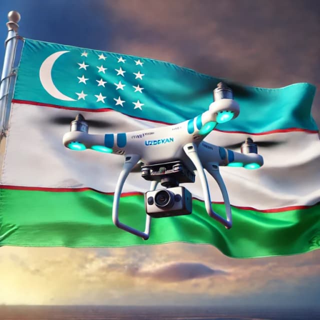 Drohnen-Gesetze in Usbekistan - Flagge und Drohne